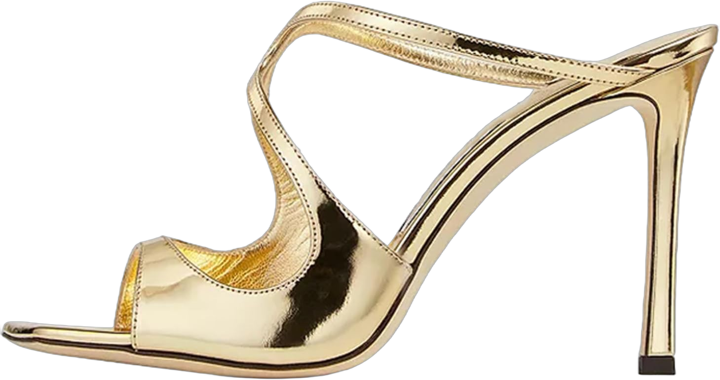 Goolita Pearl Mule Heels For Women, Strappy Stiletto Heel Slip On Square Toe Heeled Sandals Backless Party Wedding Shoes For Bride 7 Gold