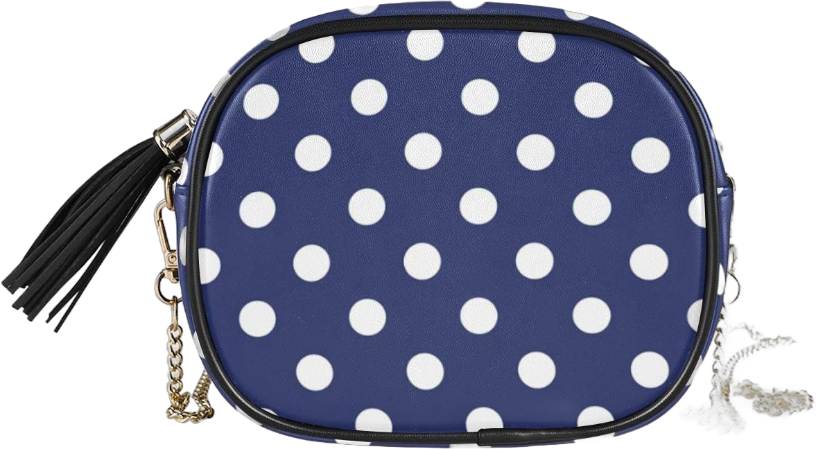 ALAZA Stylish Navy Blue Polka Dot Shoulder Crossbody Bag With Metal Chain Strap for Women Girl