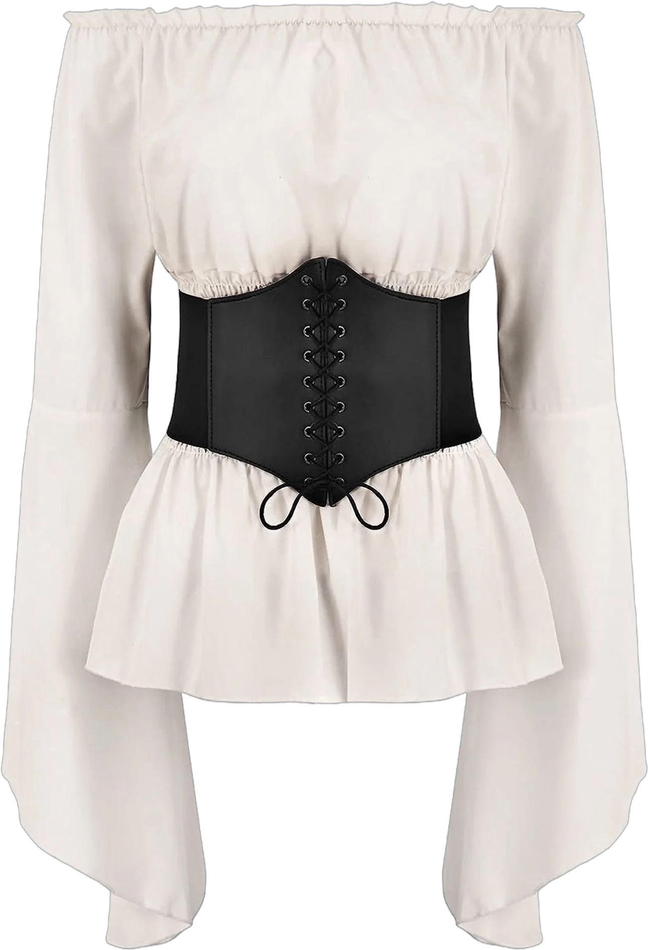 IWEMEK Fall Tops for Women Corset Waist Belt Victorian Blouses Cosplay Pirate Costume Off Shoulder Fancy Gothic Clothing