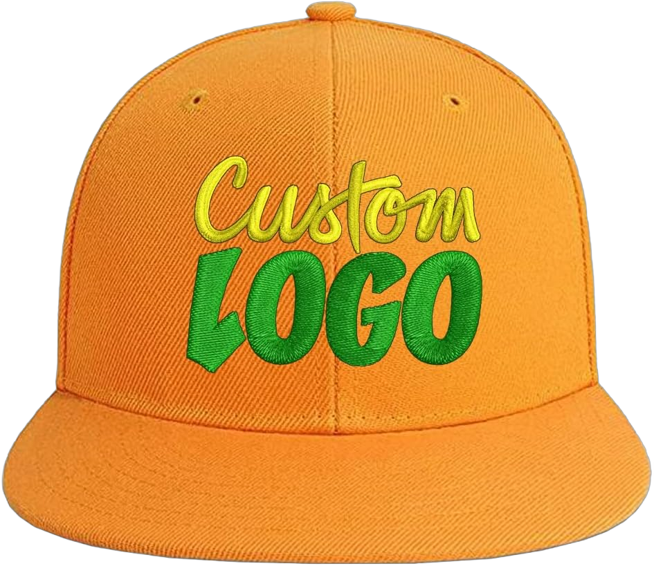 Custom Logo Snapback Hat for Men Design Your Own Embroidery Flat Bill Visor Classic Adjustable Baseball Cap Orange