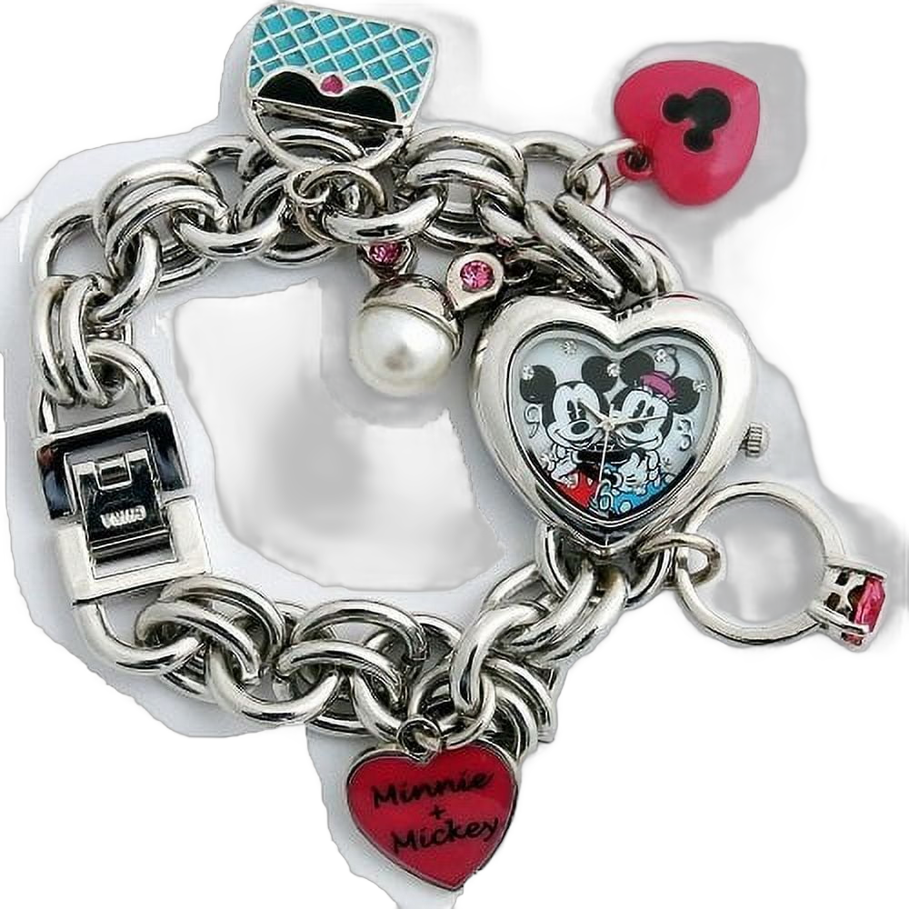 Disney Minnie & Mickey Mouse Women's MN2054 Heart Dial Charm Bracelet Watch