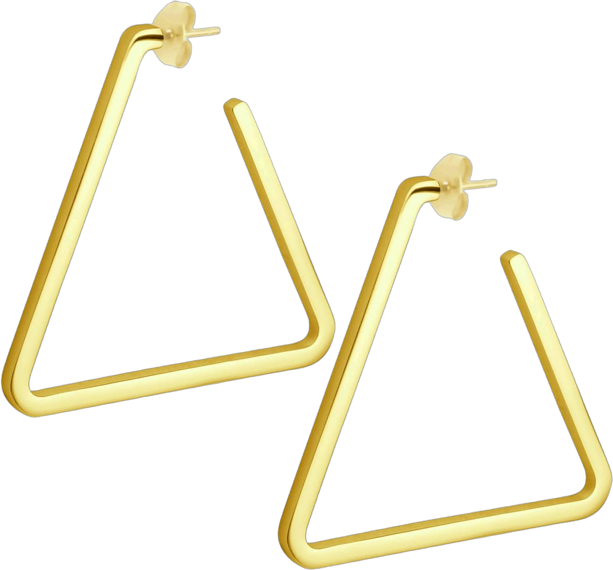 555Jewelry Stainless Steel Large Geometric Stud Hoop Triangle Earrings for Women Gold