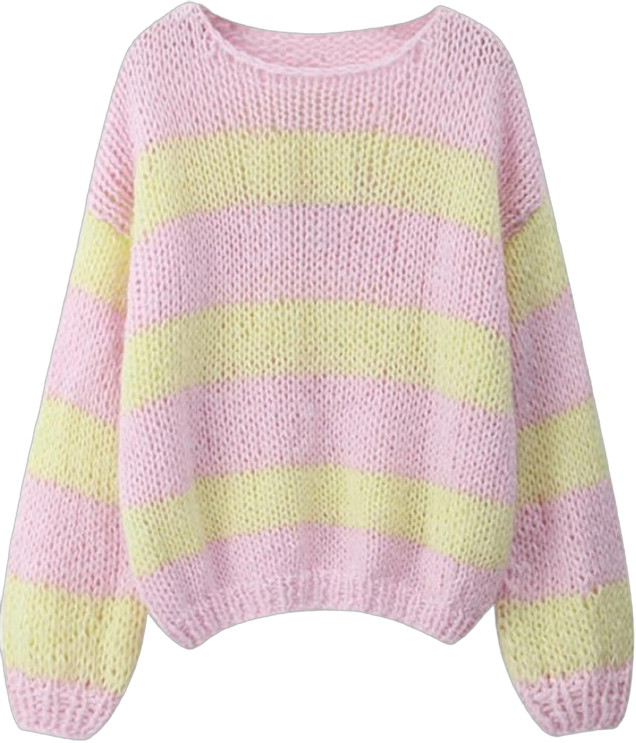 Women Y2k Striped Sweater Oversized Long Sleeve Color Block Knitted Pullover Aesthetic Loose Crewneck Knit Tops Light Pink Small