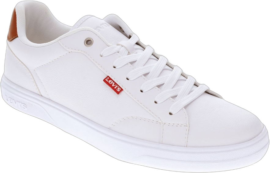 Levi's Mens Carter Synthetic Leather Casual Lace Up Sneaker Shoe, White/Tan, Size 9.5