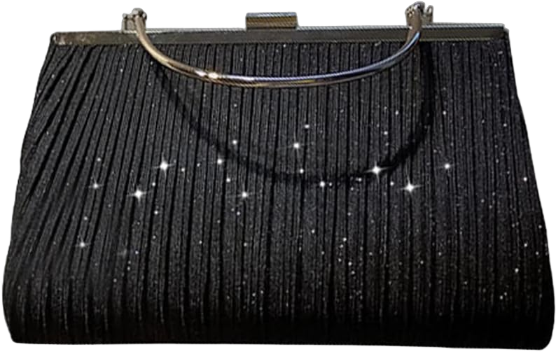 Women Clutch Bag Glitter Sequin Evening Bag Charming Handbag Bridal Wedding Purse Elegant Crossbody Bag Black