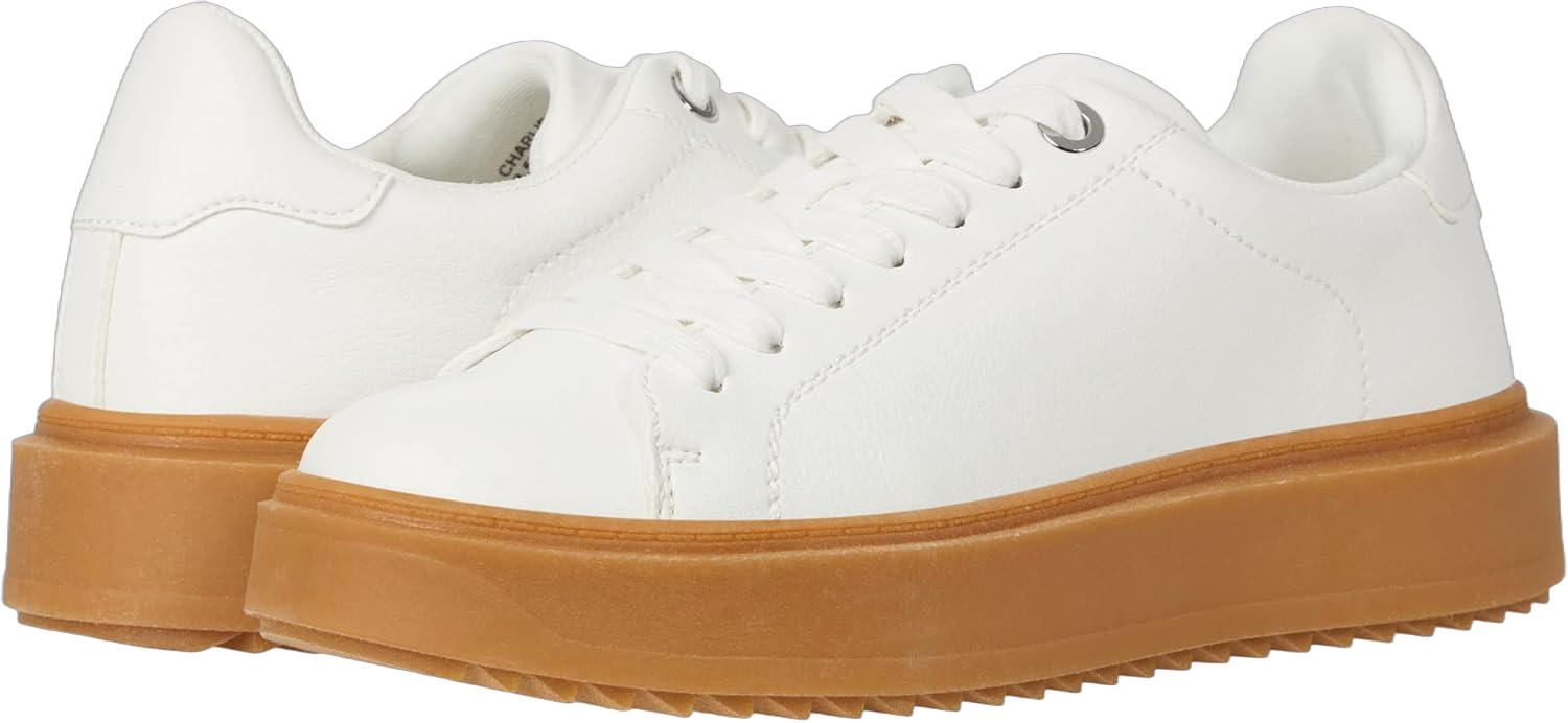 Steve Madden Women's Charlie Platform Sneaker 9 White/Tan