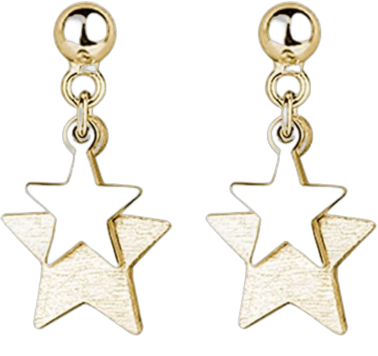 Reffeer Solid 925 Sterling Silver Double Star Stud Earrings for Women Teens Small Star Stud Earrings Drops B-18K Gold