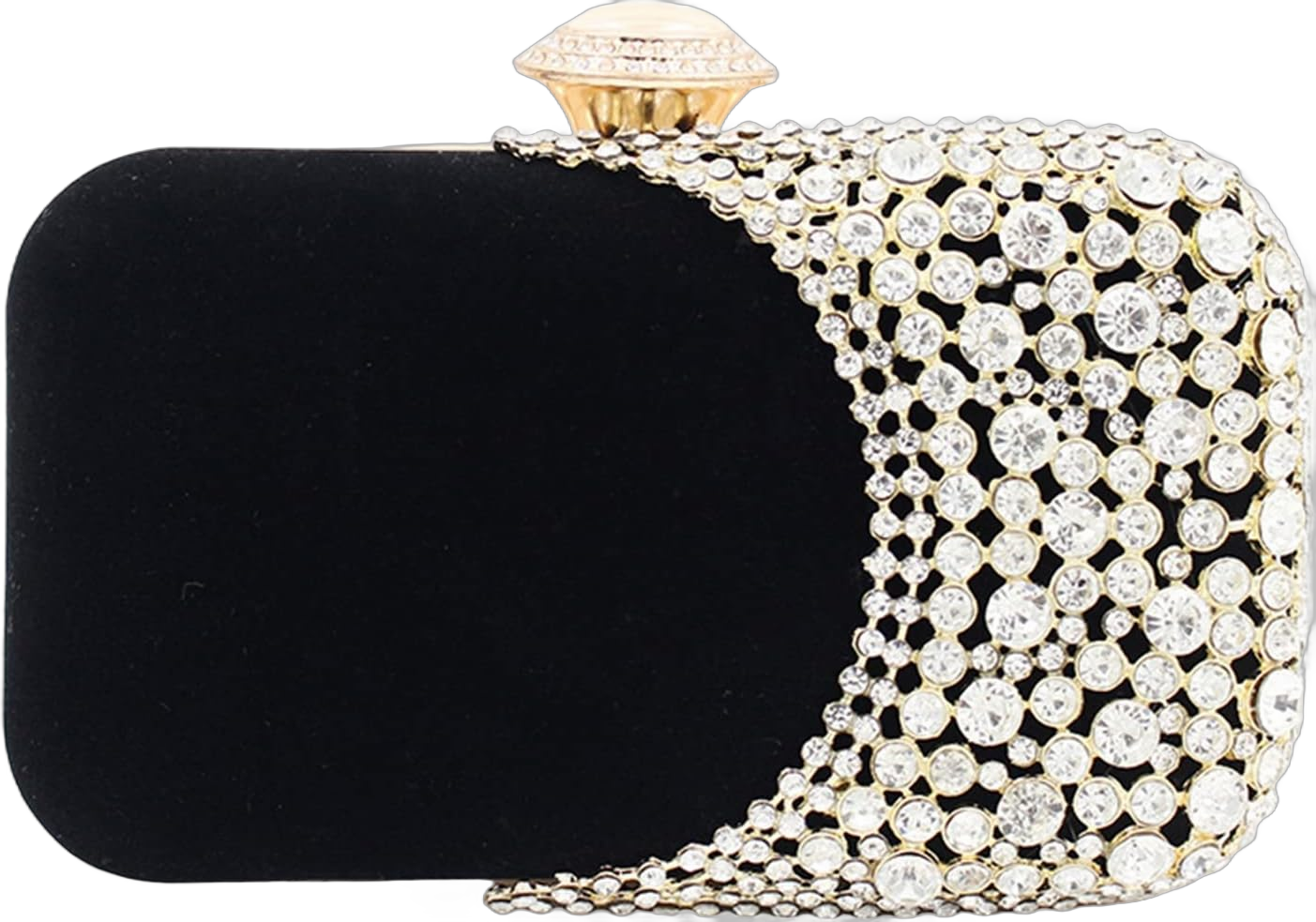 Lifup Women's Evening Bag Sparkly Rhinestone Clutch Purses, Velvet Handbag with Detachable Chain Strap Black