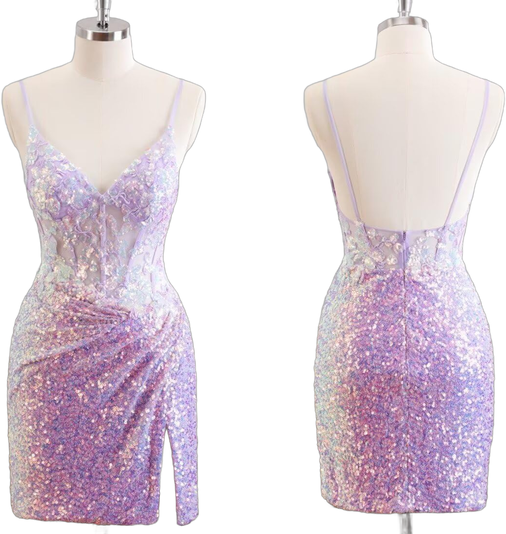 Womens Sequin Homecoming Dresses for Teens 2024 Sparkly Appliques Short Prom Cocktail Gowns VS093N White 14