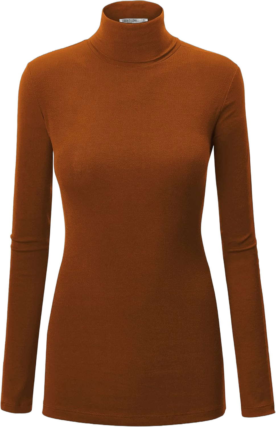 Lock and Love Women's Lightweight Long Sleeve Cozy Stylilsh Turtleneck Top Pullover Sweater 3X-Large Wt950_rust