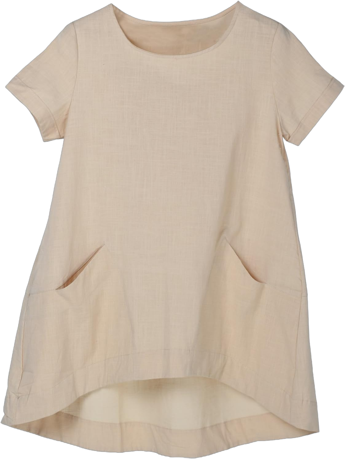 Minibee Women's Cotton Linen Short Sleeve Tunic/Top Tees XX-Large Beige