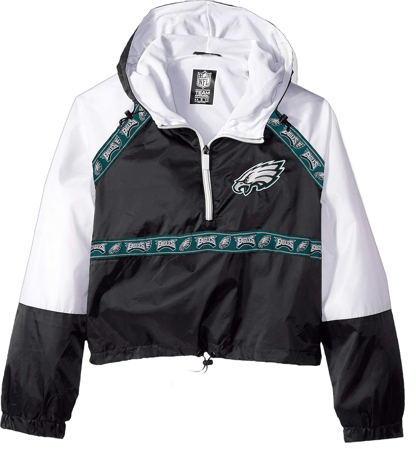 Ultra Game Women's Quarter Zip Hoodie Windbreaker Play Action Jacket Philadelphia Eagles Small Crop Top