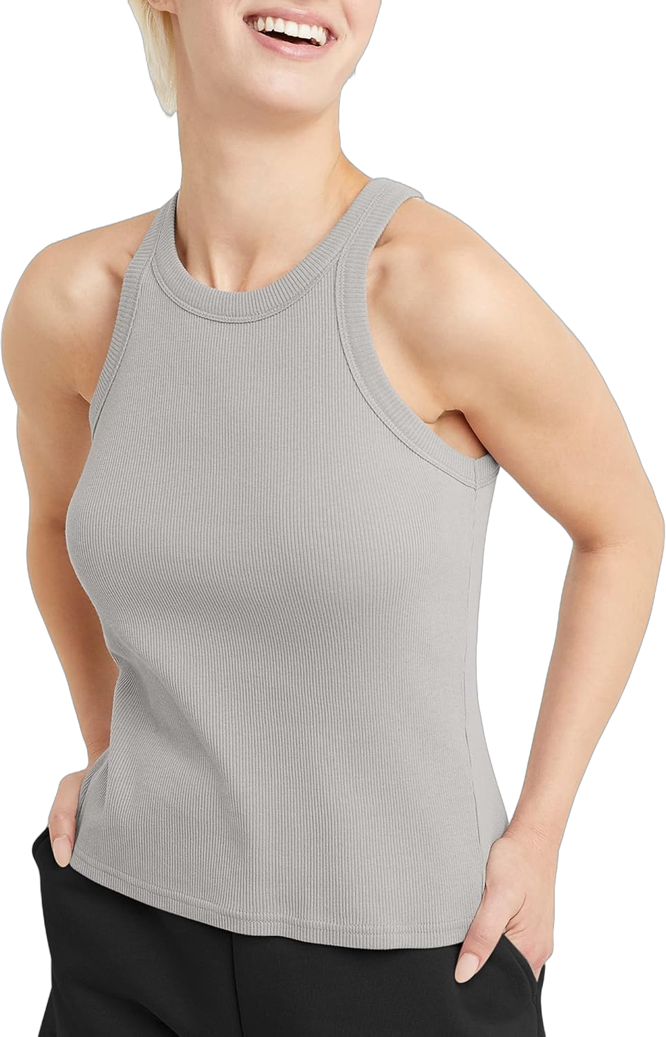 Hanes Women's Originals Racerback Tank Top, Cotton Ribbed Tank, Women's Sleeveless Shirt, Available In Plus 3X Light Steel