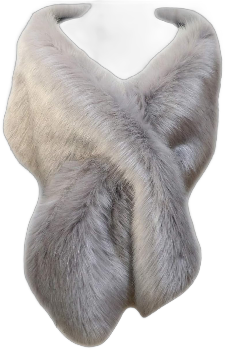 Women Oversized Faux Fur Shawls Long Bolero Fluffy Warm Shoulder Cover Up Shrug Stole Scarf with Slit Silver Gray