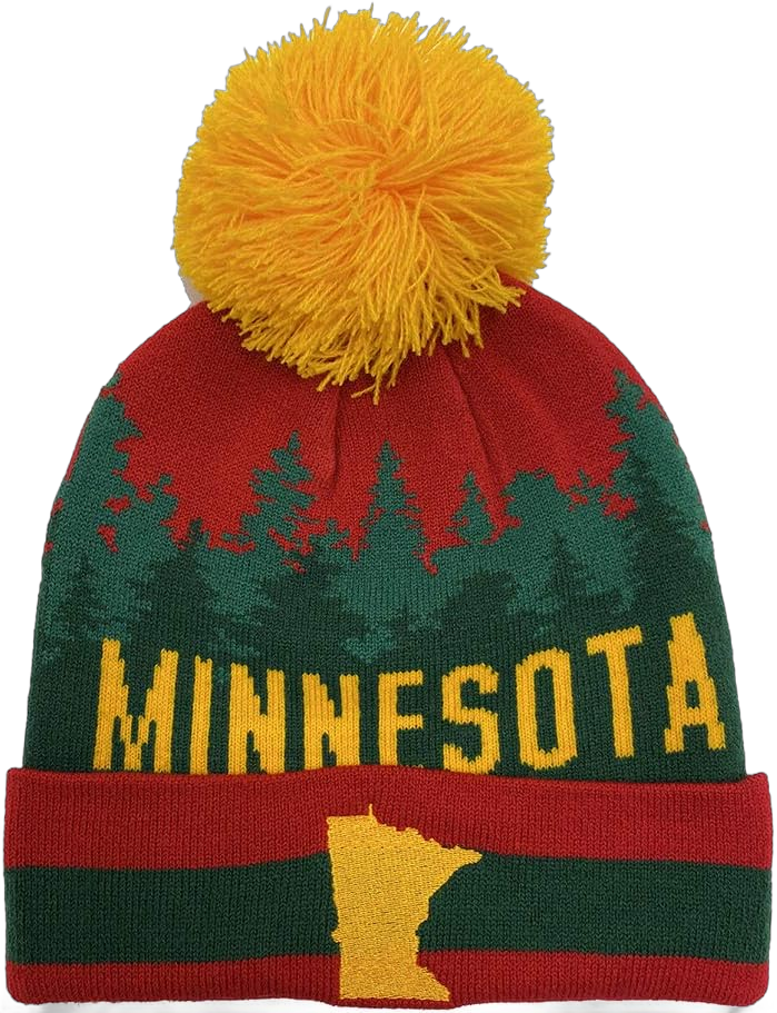 Minnesota Sports Themed Ribbed Knit Beanie Hat with Pom Pom for Men & Women One Size Mn Hockey