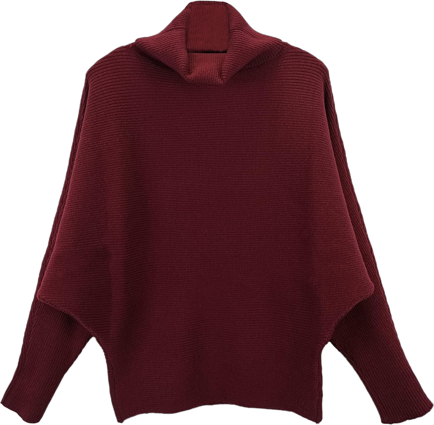 GABERLY Turtleneck Batwing Sleeves Dolman Knitted Oversized Sweaters and Pullovers Tops for Women One Size Burgundy