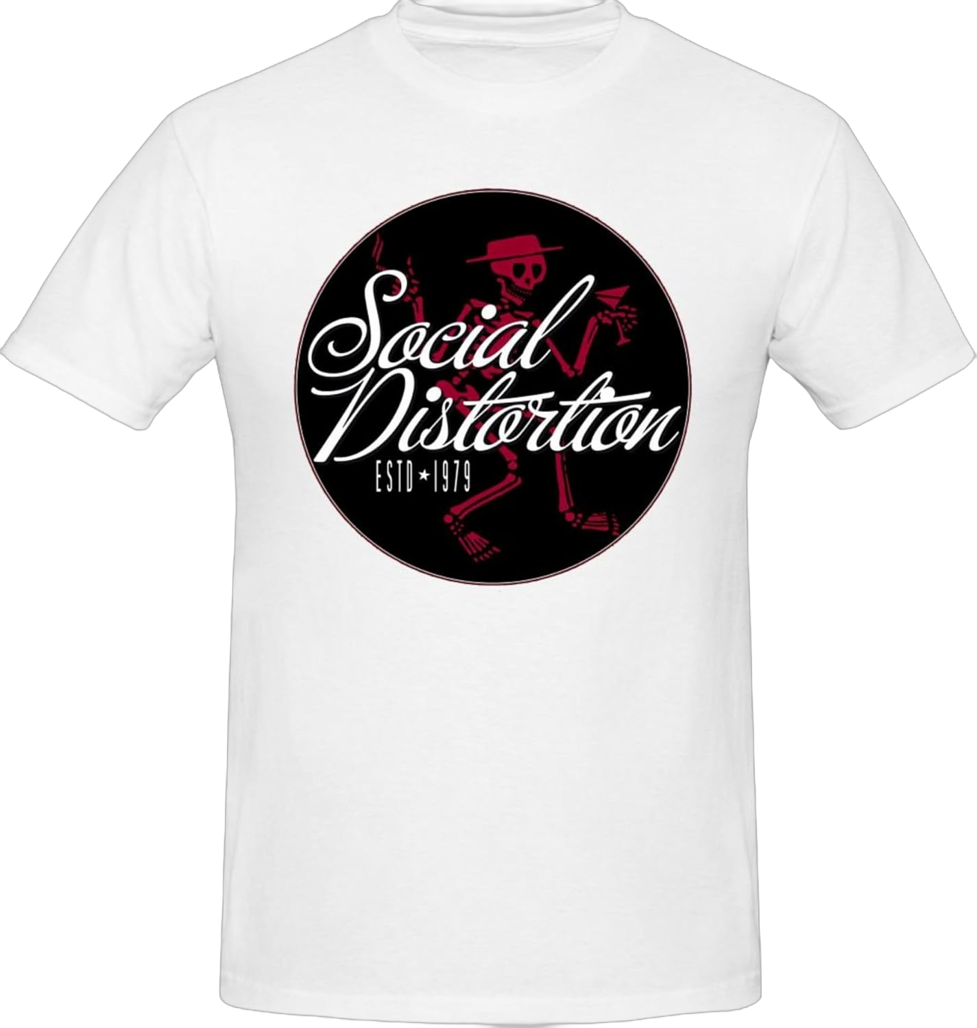 Social Music Distortion t-Shirts Men's Summer Cotton Casual Crew Neck Short Sleeve Shirt Unisex tees Black Small White