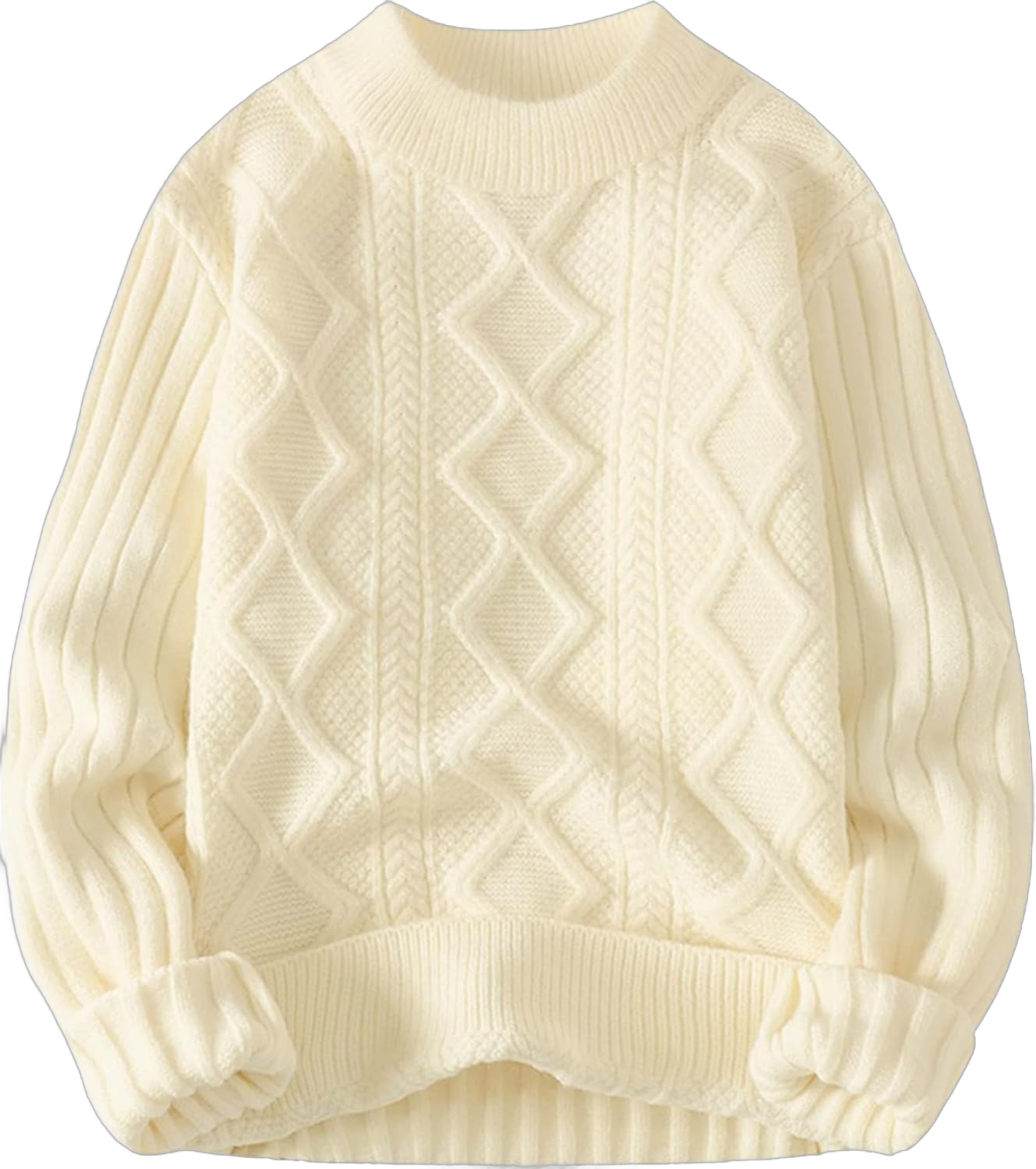 Aelfric Eden Womens Cable Knit Sweater Oversized Chunky Rory Gilmore Crewneck Solid Long Sleeve Pullover Knitted Sweater Medium B7-white Cream