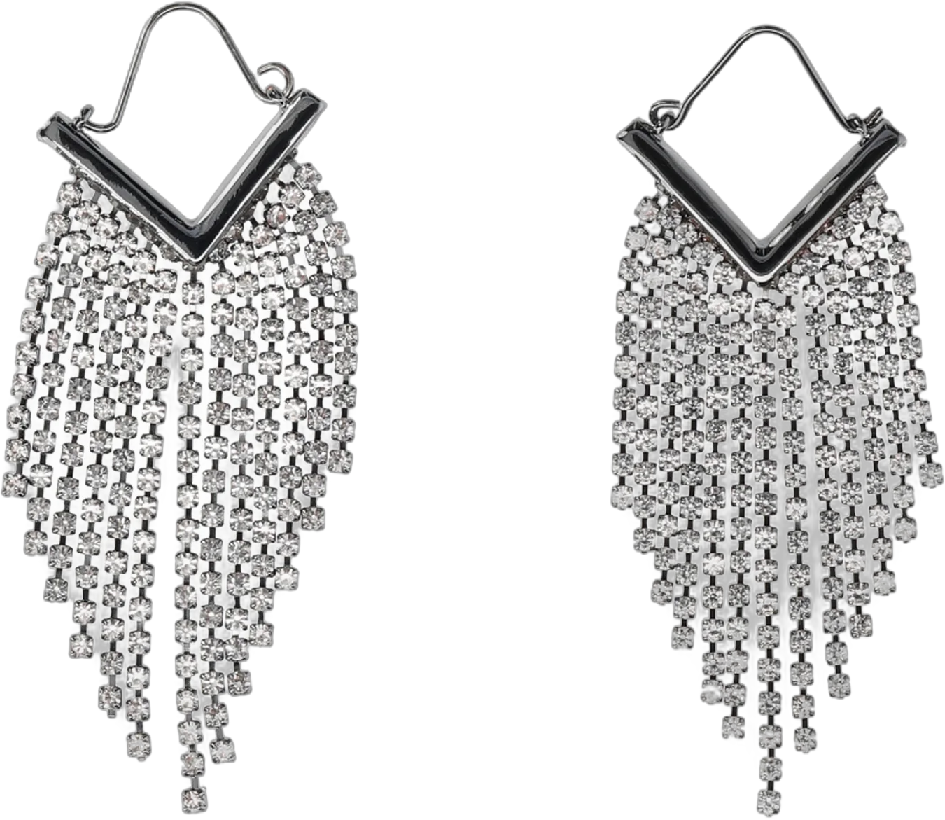 Madden NYC Women's Fashion Hematite Rhinestone Fringe Chandelier Earrings