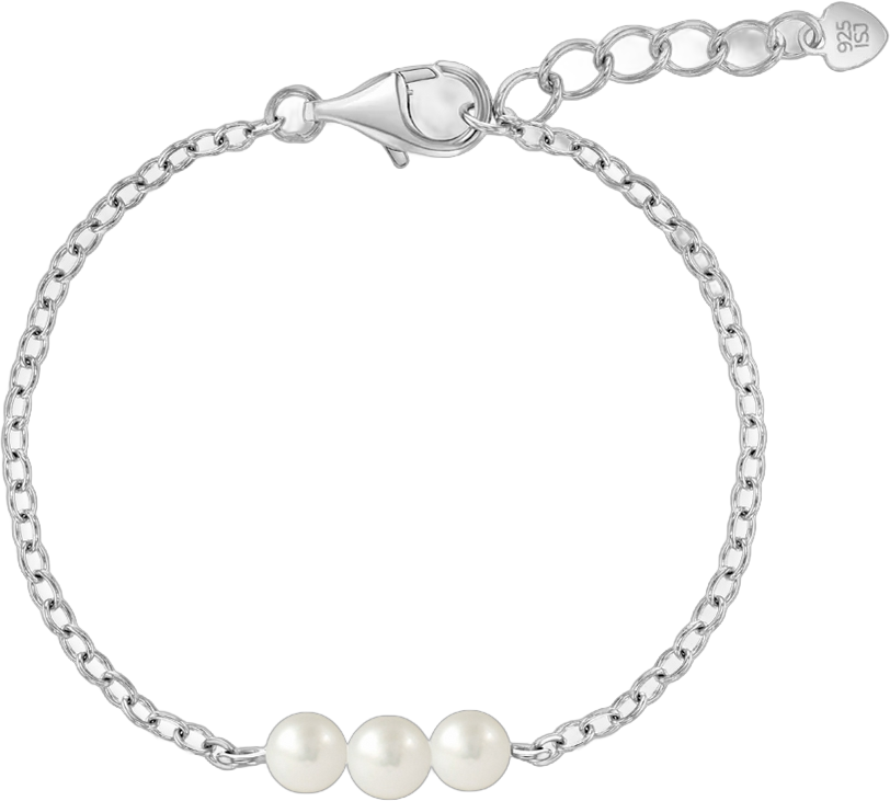 Girls' Freshwater Pearl & Link Bracelet Sterling Silver - 5.5" - In Season Jewelry