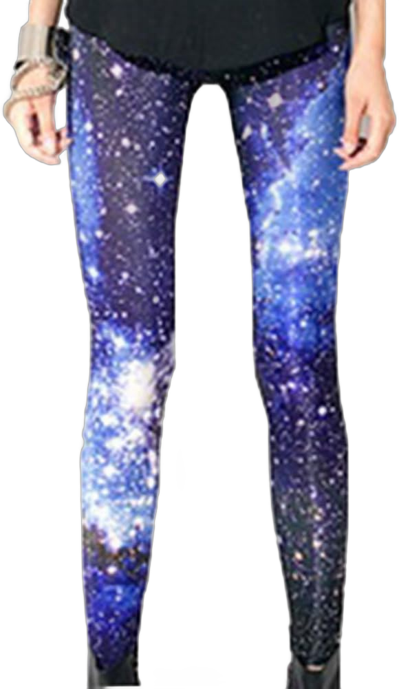 Sister Amy Women's Floral Printed Footless Elastic Tights Legging Galaxy