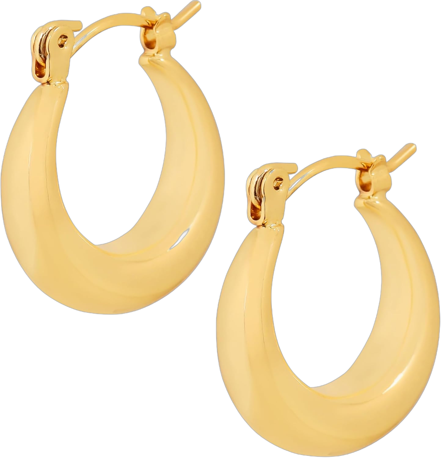 MINACHI Chunky Thick Lightweight Gold Plated Hoop Earrings for Women, Fashion Statement Hoop Earrings, Trendy Jewelry Gift for Women