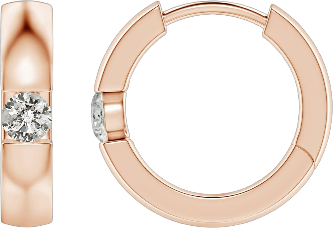 ANGARA Natural Channel-Set Round Diamond Hinged Hoop Earrings in 14K Solid Gold/Platinum | April Birthstone, Birthday, Engagement, Anniversary, Wedding Jewelry Gift for Women Grade- K, I3 | Size- 2.5mm Rose Gold