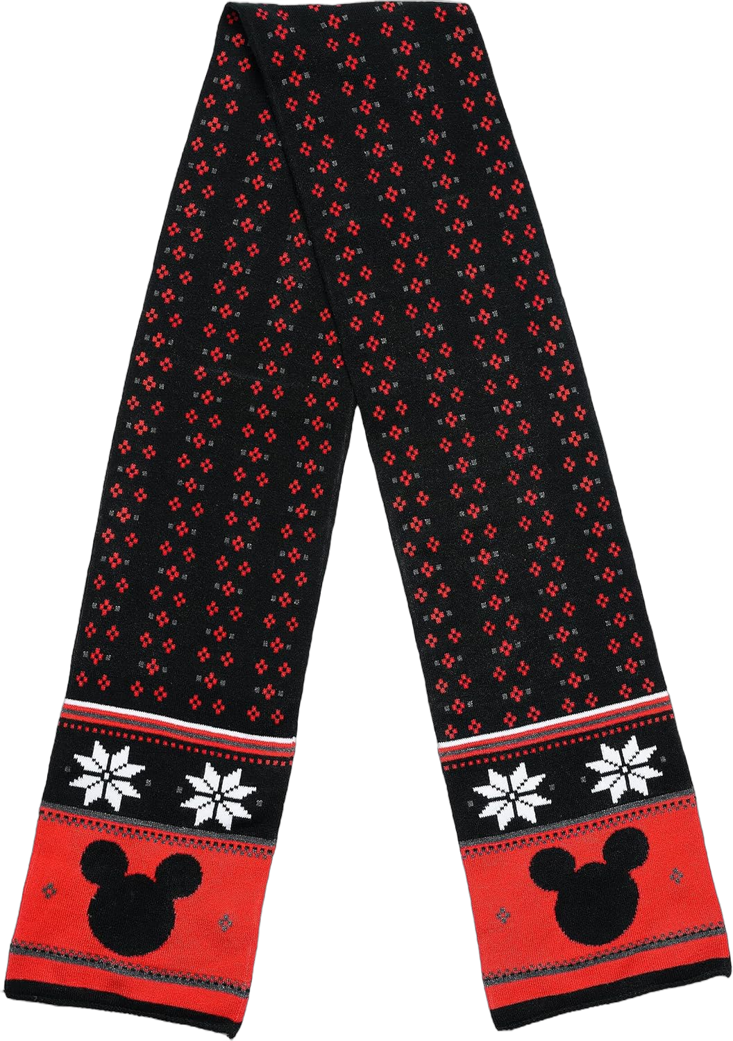 Disney Adult Scarf Mickey Minnie Mouse Skellington Print Knit Winter Unisex Red/Black