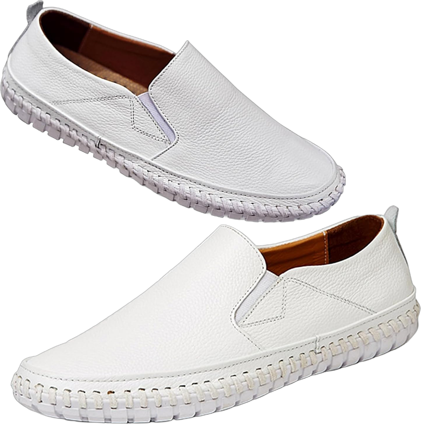 Mens Loafers Casual Lofer Penny Shoes Leather Driving Walking Flat Shoes Casual Boat Lightweight Breathable Slip On Bean Shoes for Men 10.5 White