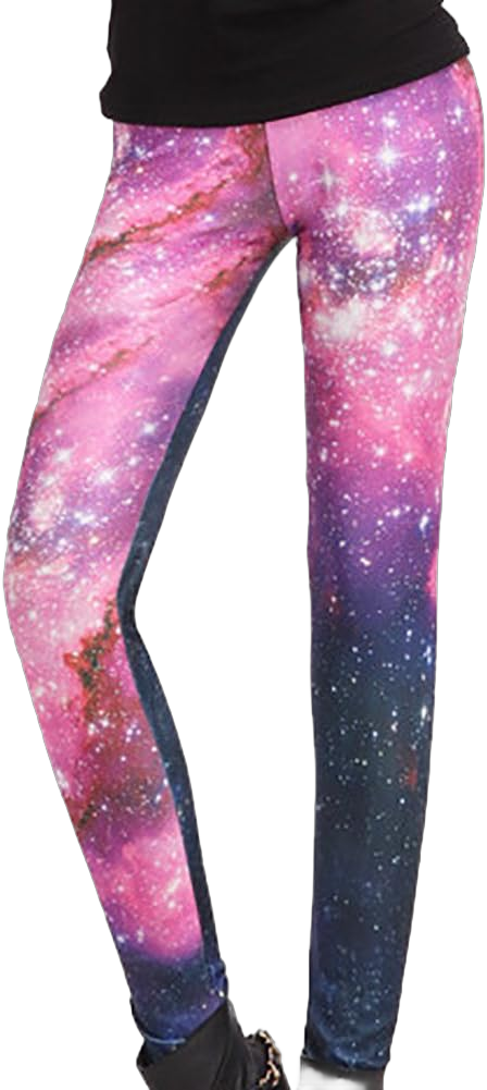 Sister Amy Women's Digital Galaxy Printted Ankle Elastic Tights Legging 3X-Large Fuchsia Galaxy