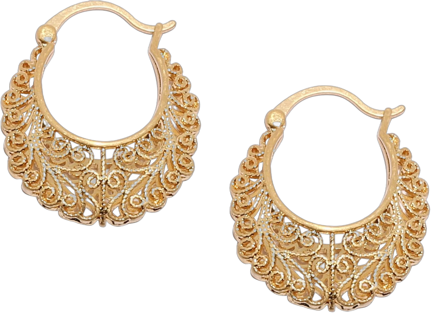 Bonaluna Boho Chic Gold or Silver Filigree Small Hoops Earrings for Women