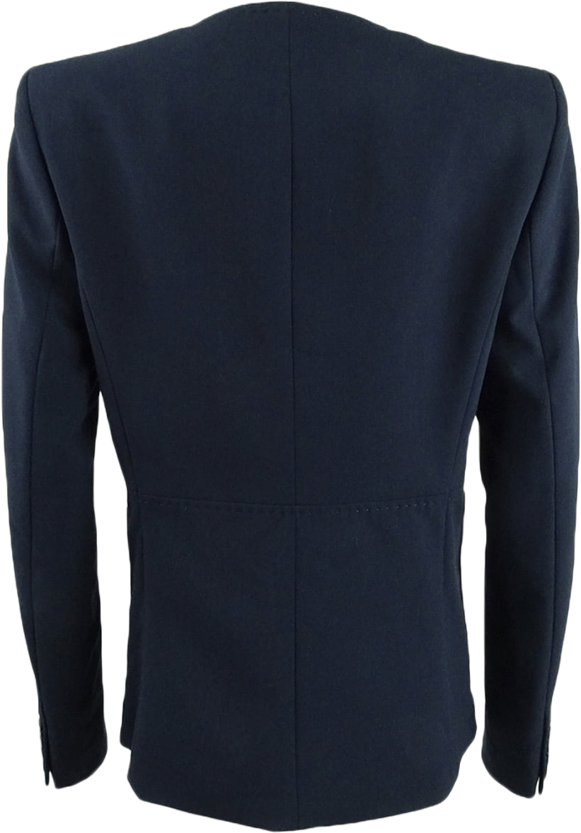 DKNY Womens V-Neck Business Collarless Blazer Navy 2