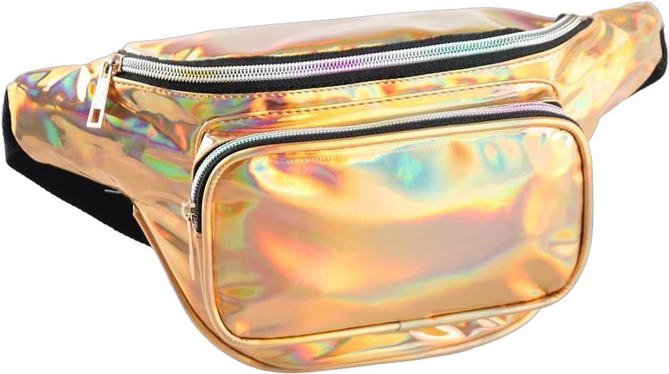 Holographic Fanny Pack for Women Men, Water Resistant Crossbody Waist Bag Pack with Multi-Pockets Adjustable Belts