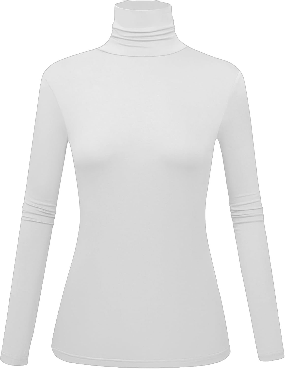 Women's Long Sleeve Turtleneck Shirts Slim Fitted Lightweight Base Layer Casual Tops X-Small White 1