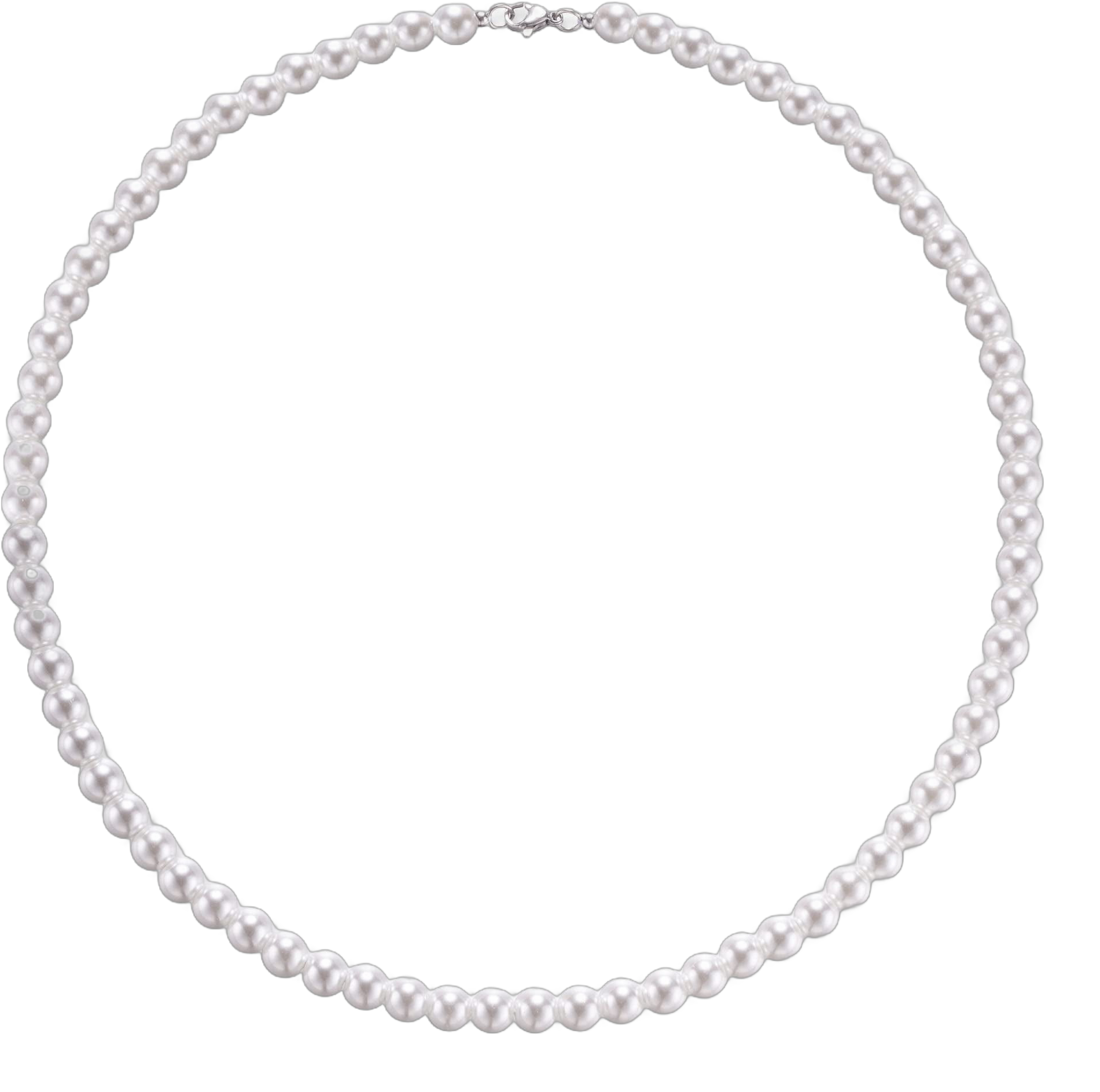 JSJOY Pearl Necklace for Men, Round Mens Pearl Necklace White Pearl Necklaces for Women, 4mm 6mm 8mm Pearl Choker Necklace 16",18",20",22",24" Gifts for Men Boys Husband Son