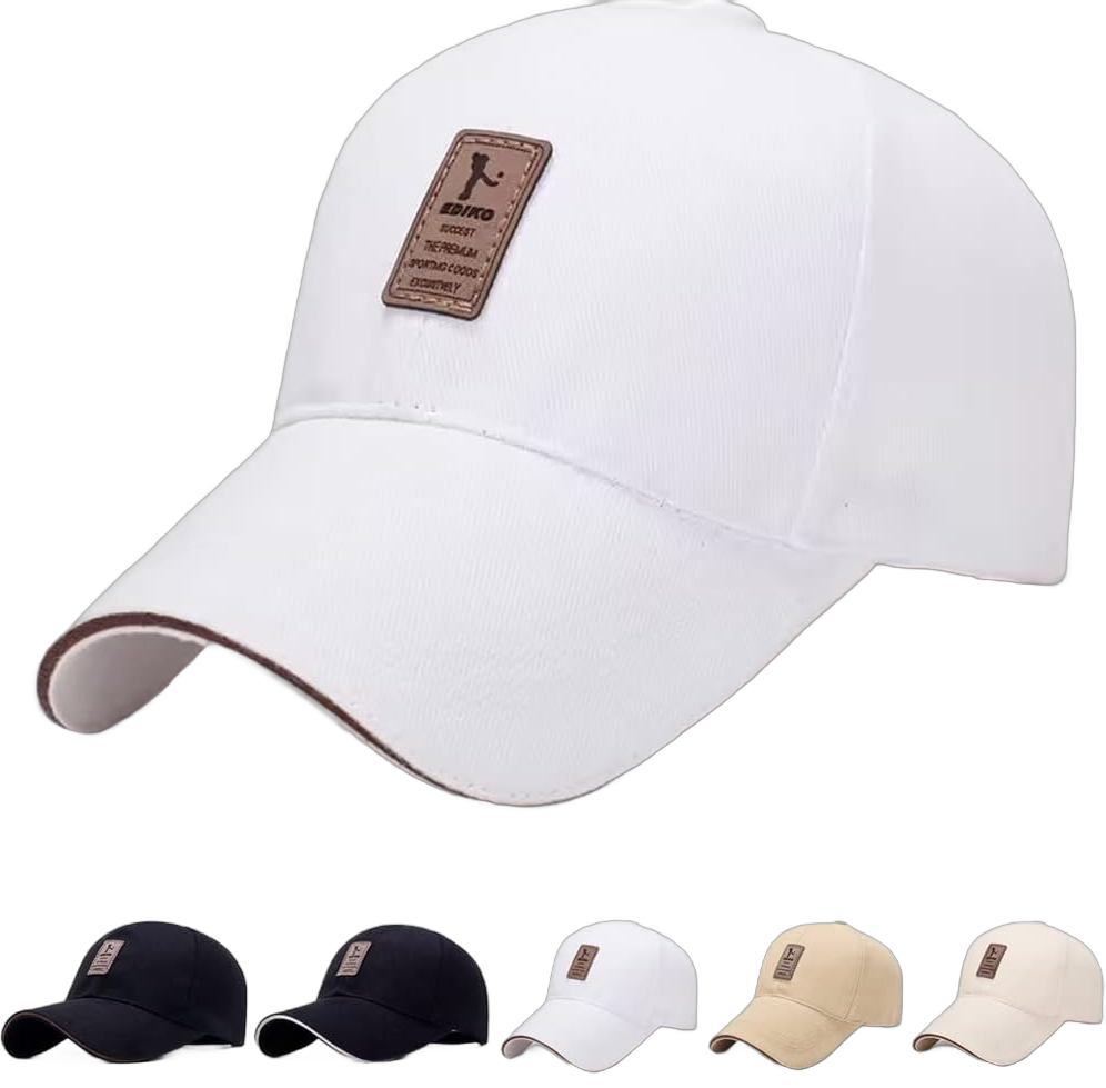 Men's Athletic Baseball Hat, Baseball Fitted Cap Classic Sport Hat Vintage Men Hat Baseball Cap Dad Hat Golf Hats for Outdoor One Size White