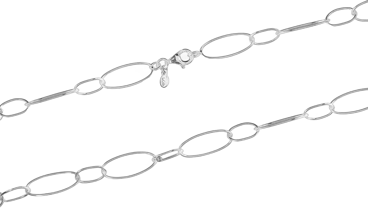 LeCalla 925 Sterling Silver Necklace Big Link 6.5MM 7MM Handmade Italian Paperclip Link Chain Necklace for Women, Made in Italy (18, 20, 24, 36 Inches) Length 18 Inches (Women's Average Length) 7 MM