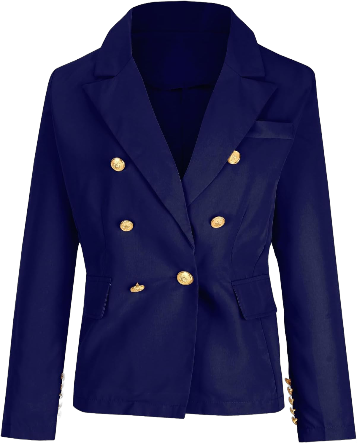 Blazers for Women 2024 Fall Fashion Double Breasted Notch Lapel Suit Jackets Slim Business Casual Outfits Coat Outwear Navy Medium