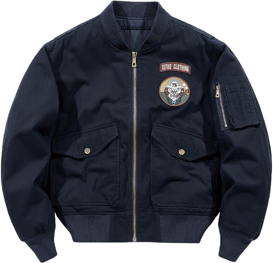 Mens Bomber Jackets Fall Winter Cotton Zip Up Army Lightweight Vintage MA-1 Windbreaker Military Flight Jacket X-Large 03 Navy Blue