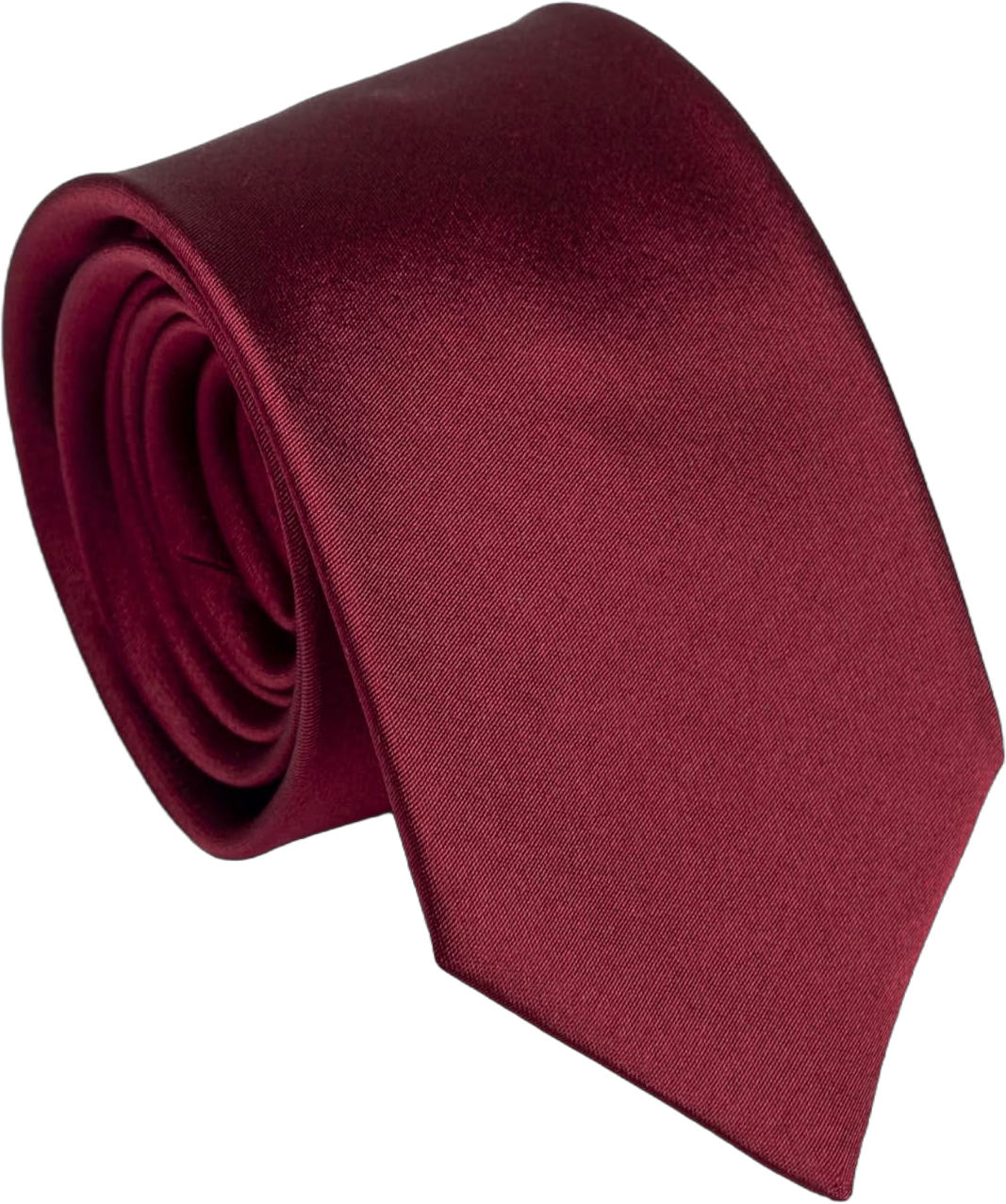 Made in Italy Men's Silk Solid Color Skinny Necktie, 2.36 Width Burgundy