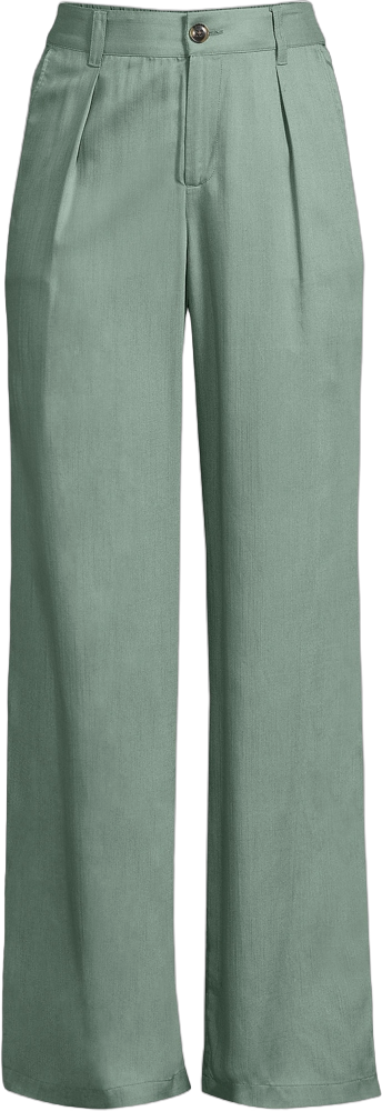 Lands' End Women's High Rise TENCEL™ Fiber Pleated Wide Leg Pants - 4 - Lily Pad Green