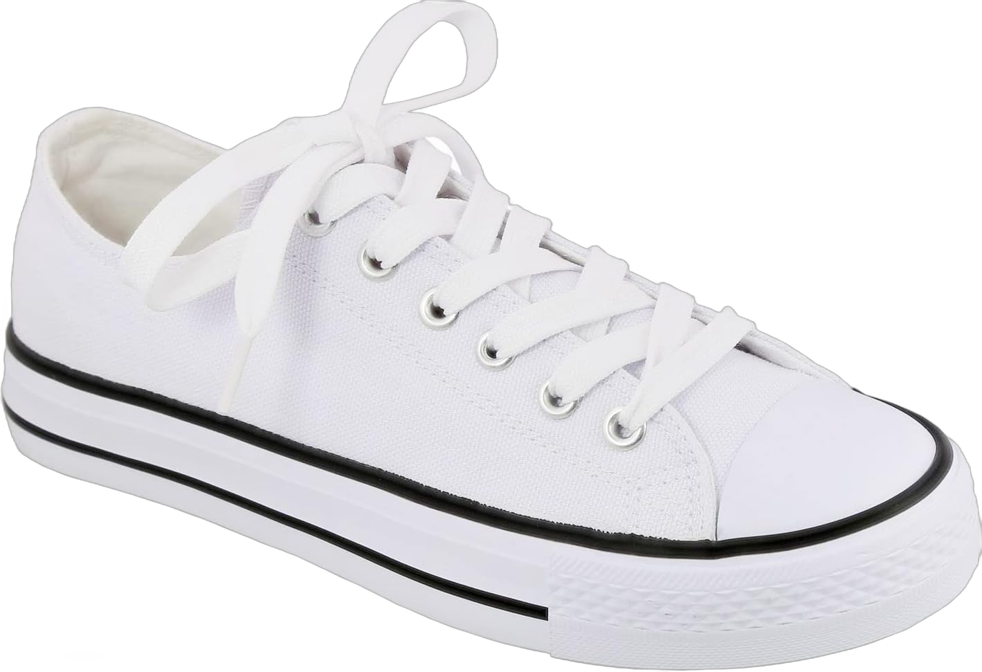 TOP Moda Women's Canvas Low Cut Top Lace Up Slip On Sneakers 6 White