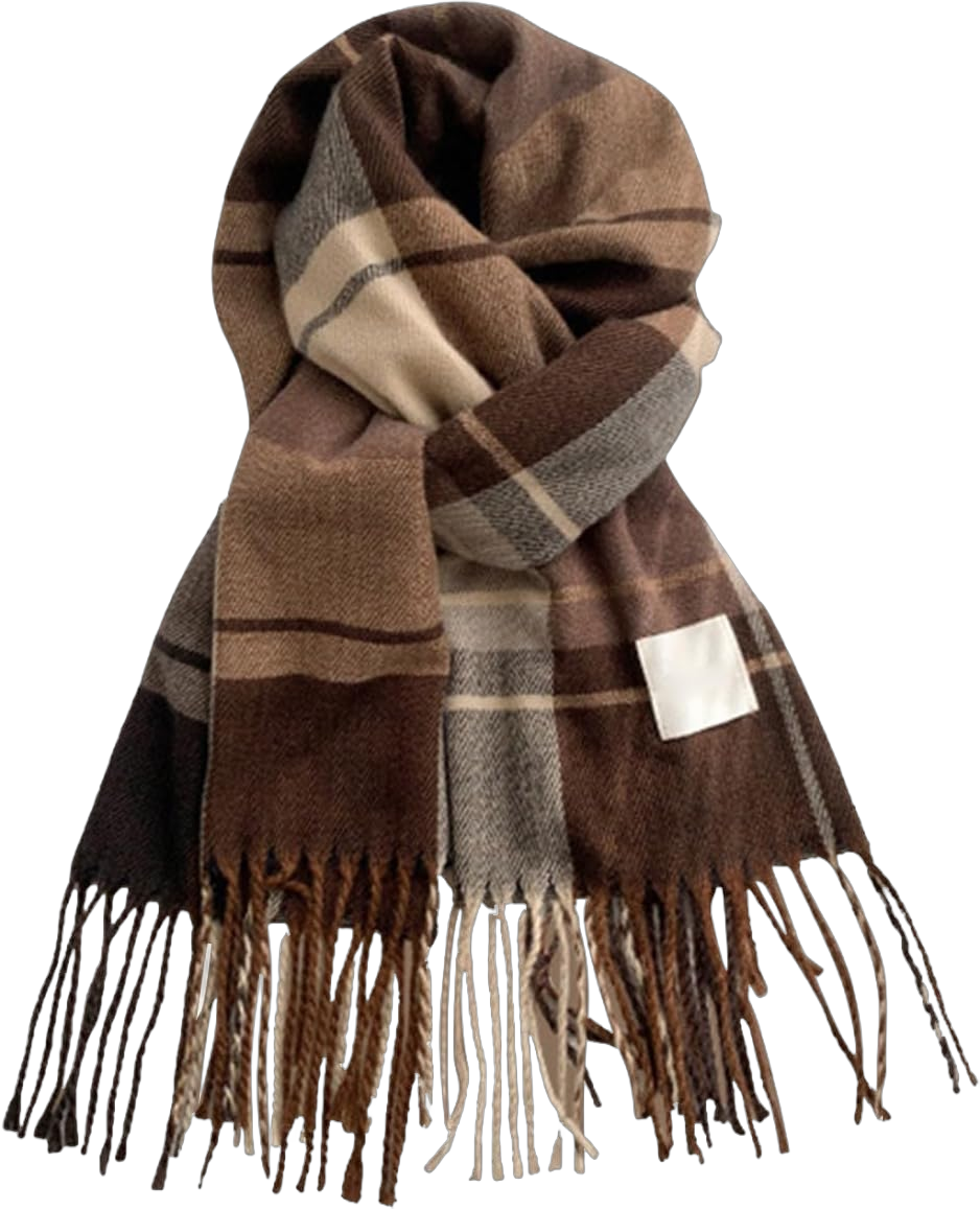 Plaid Fall/Winter Scarf for Men & Women-Plaid Color Wool Feels Acrylic Scarves Brown One Size