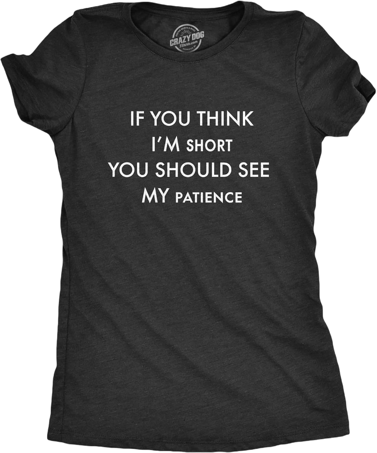 Womens Sarcastic T Shirts with Funny Sayings Novelty Graphic Tees for Women Small Heather Black - Short Patience