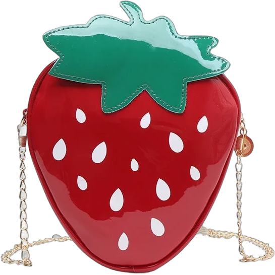 BestBagsSale Women Shoulder Bag Strawberry Shape Designer Bag New Fashion Pu Leather Chain Crossbody Bag Girls Cute Fruit Purses and Handbag 16x18x6