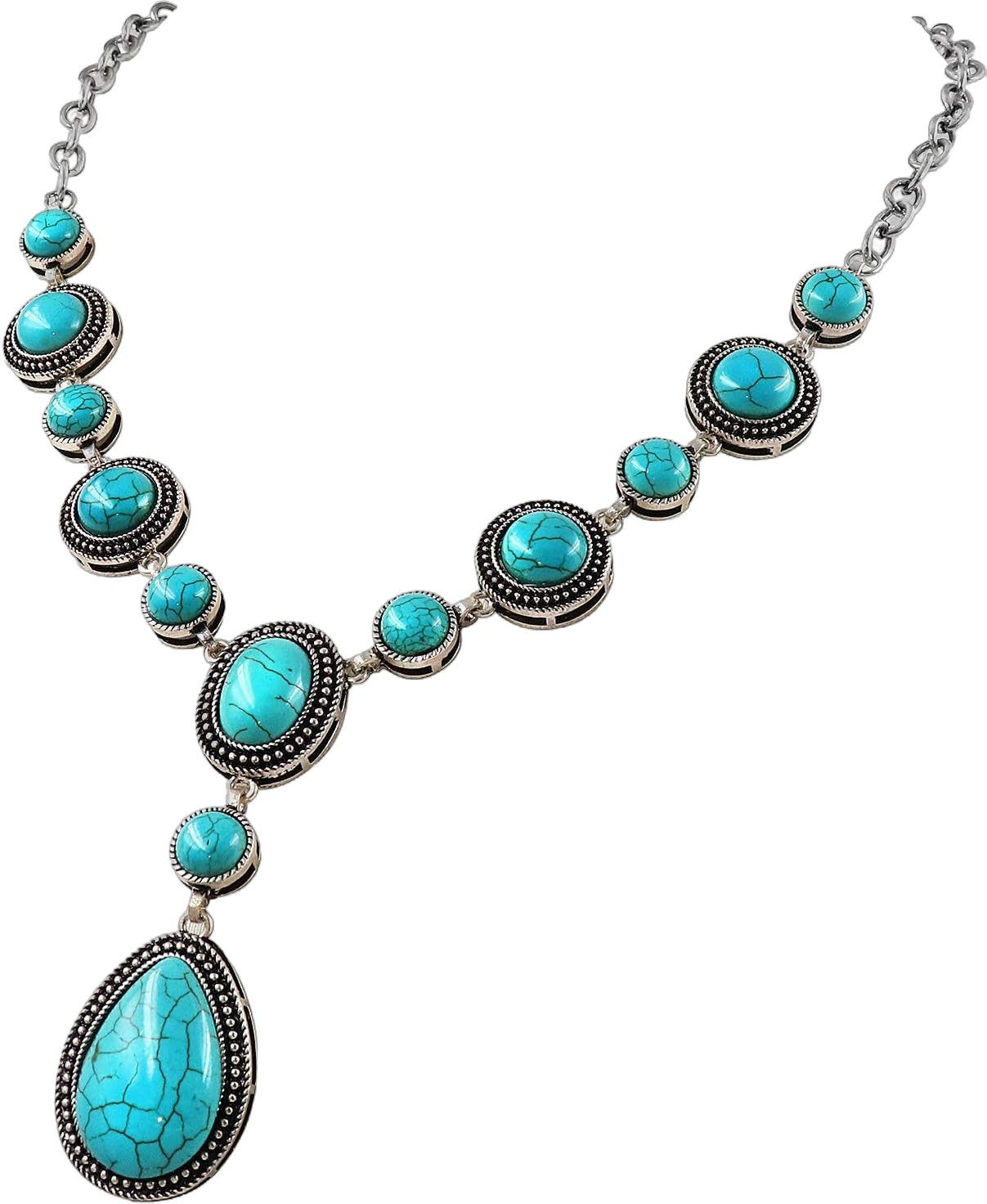 Suyi Long Pendant Turquoise Necklace for Women Bohemian Handmade Beaded Necklace jewelry Turquoise1