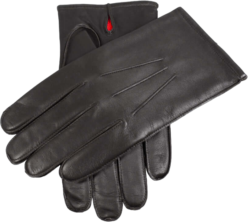 Dents Mens 3 Point Classic Leather Gloves with Australian Merino Wool - Black