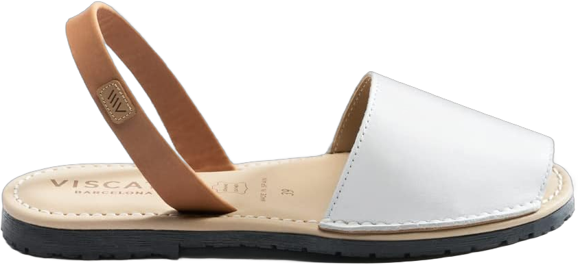 VISCATA Menorquina Leather Avarcas ½” Heel Women's Flat Sandals with premium quality leather and extra comfort for all Casual Occasions. Handmade in Menorca. 6.5 White