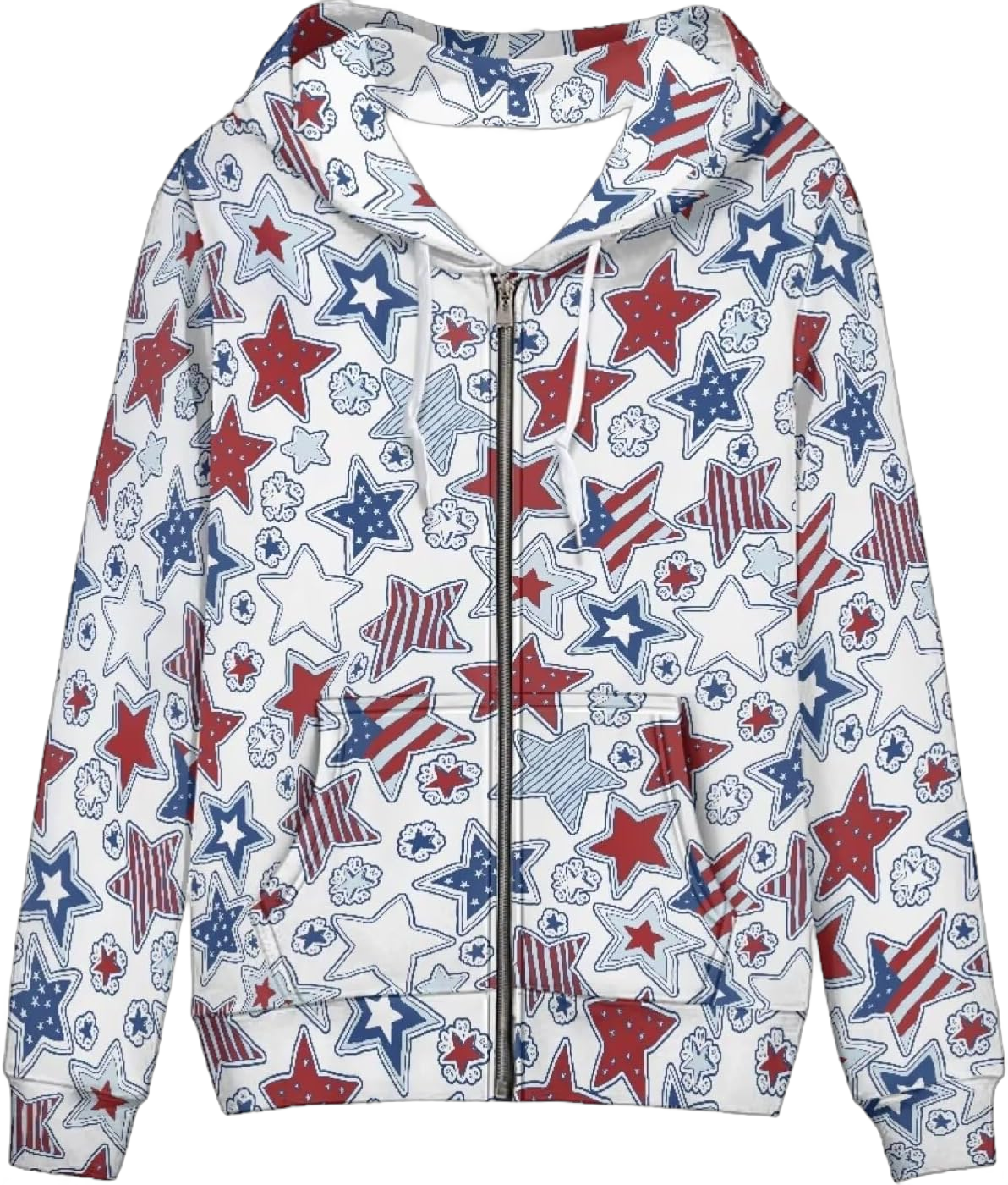 SYtrade Womens Zip Up Hoodies Long Sleeve Spring Casual Sweatshirts Jacket Trendy Hoodie with Pockets XX-Large American Flag Stars