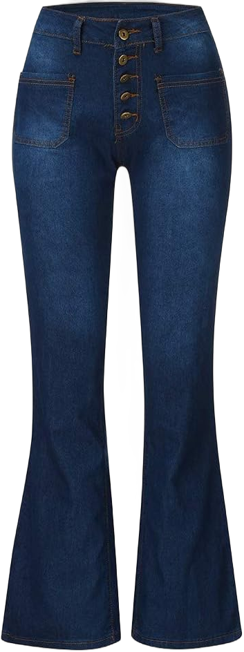 AMIMOJY Bell Bottom Jeans for Women High Waisted Stretch Flare Pants 5 Button Skinny Boot Cut Jean Medium #Blue